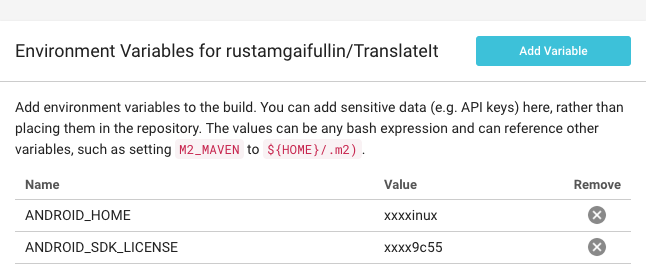 Environment variables